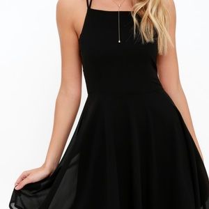 LuLus “Good Deeds Black Lace Up” dress